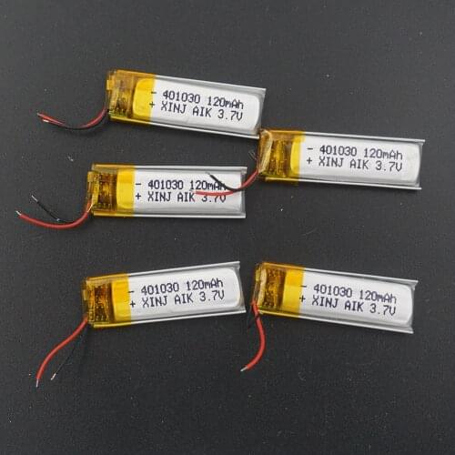 XINJ 5pcs 3.7V 120 mAh Lithium Polymer Battery li ion cell 401030 For bluetooth earphone bluetooth speaker driving recorder mp3