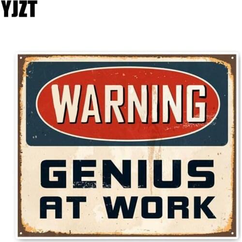 YJZT 10.5*12.5CM Unique WARNING GENIUS AT WORK Accessories Car Stickers Bumper C30-0171
