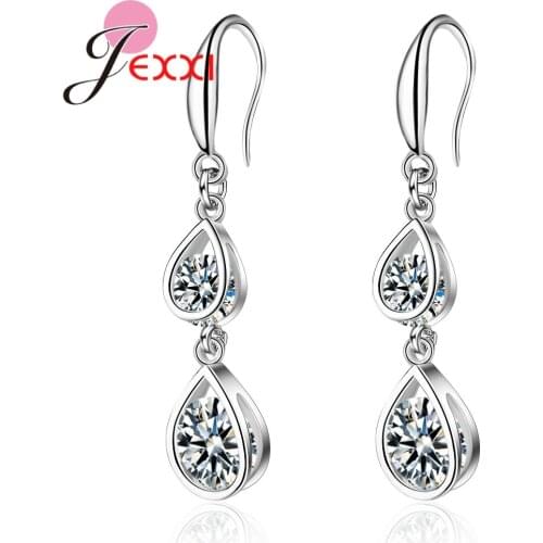 New Water Drop Earrings For Women/Lady/Girls 925 Sterling Silver AAA Cubic Zirconia Jewelry Dangle Earrings For Birthday Party