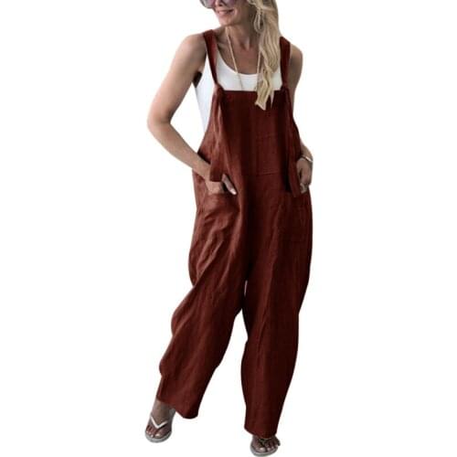 Damen Baggy Lose Beilufige Romper Weites Bein Lang Playsuit Hose Strampler L/P