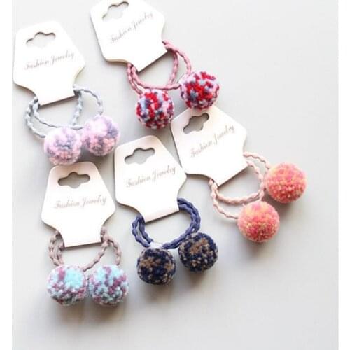 10set/lot New Headbands Children Hair Accessories Pom Pom Elastic Hair Bands for Kids Girls Hairband Hair Rope Gum Rubber Band