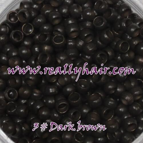 1000pcs /bottle 2.5mm Nano ring for Nano rings hair 3# Dark brown