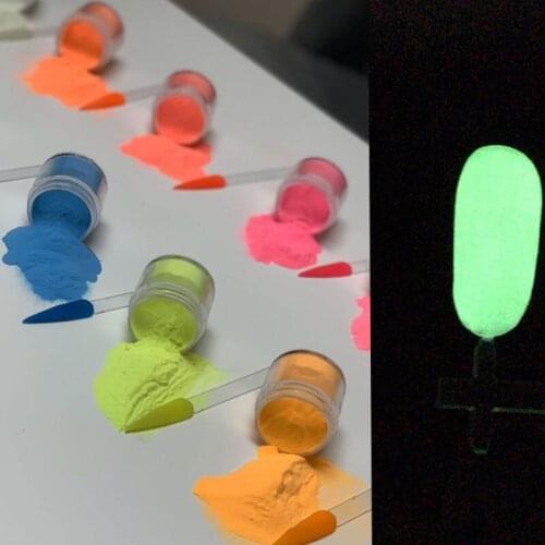 12 Color 10g Pack Glow In The Dark Pigment Powder Glow Acrylic + Dip Powder Dip Powder Colors Refill with Glow in The Dark Nail