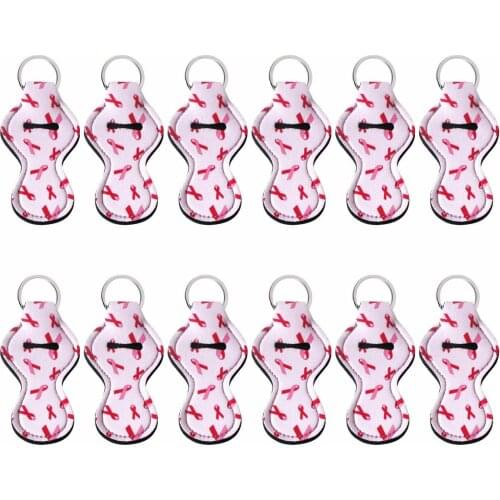 12 Pieces Neoprene Chapstick Holder Keychain Lipstick Key Chain Holder, Lip Blam Keychain Womens Fashion Accessories