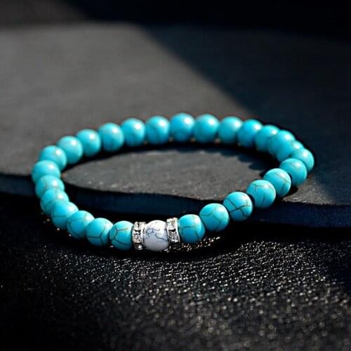 2019 Ethinc Yoga Blue Stone Beads Bracelets Men Meditation Wood Elastic Bracelet Women Prayer Jewelry