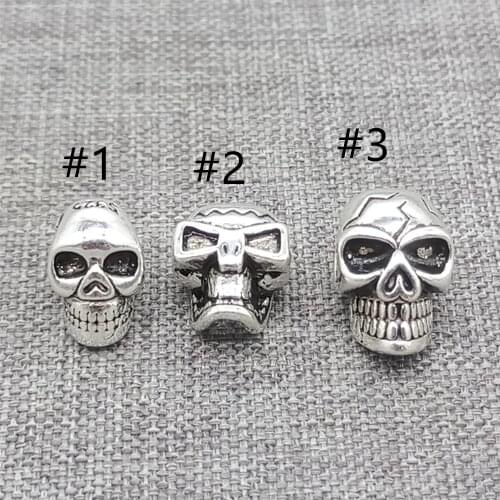 4pcs of 925 Sterling Silver Skull Head Beads for Skeleton Bracelet Necklace