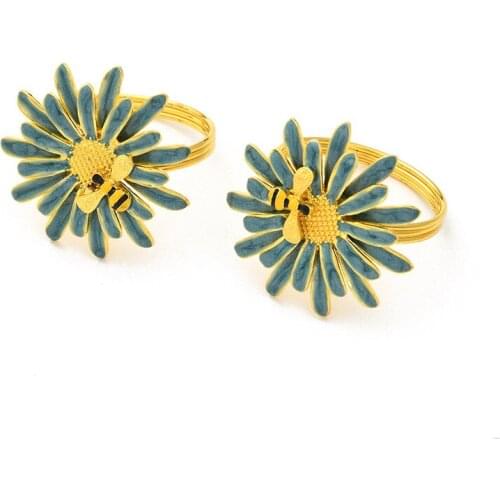 4PCS creative metal bee flower towel ring desktop decoration for various festive gatherings, western wedding banquet occasions