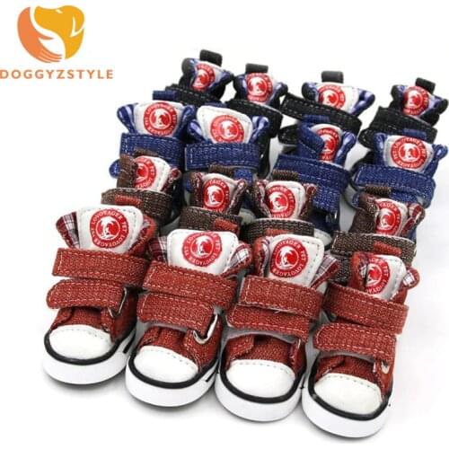 4Pcs/lot Pet Dog Shoes Summer Breathable Canvas Sneakers For Small Dog Chihuahua Anti-Slip Casual Sport Boots Shoe DOGGYZSTYLE