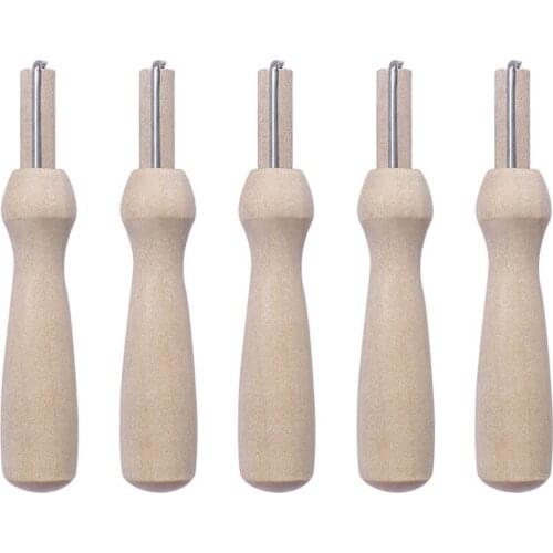 5pcs Wooden Handle Holder with Felting Needles DIY Craft Sewing Needlework Felt Hand Needles Tool