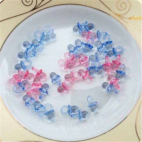 50pcs Small Diamond Cut Pacifiers Bead Baby Shower Favors Blue Pink For Party Table Game Decorations