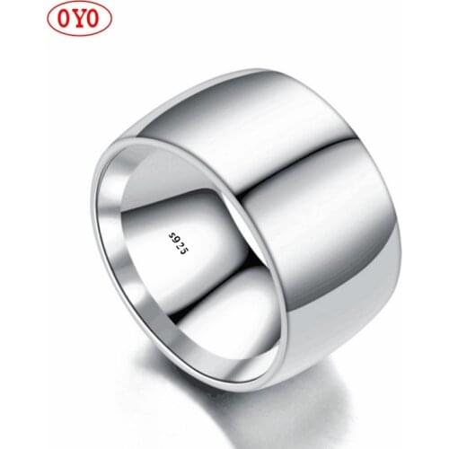 925 silver plain face mens European and American wide version fashion ring