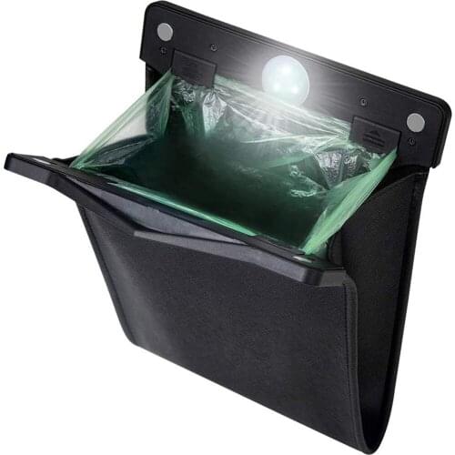 Car trash can waterproof foldable trash bag faux leather storage bag leaking reusable travel trash can