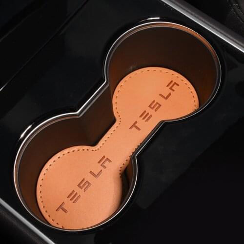 Car Cup Anti-slip Pad Mat For Tesla Model 3 X Y Coffee Cushion Storage Groove Protect Coaster Interior Accessories