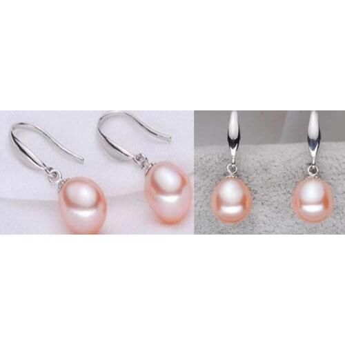 Free shipping >>noble jewelry 14k white gold natural 10-12mm Pink south sea pearl dangle earrings