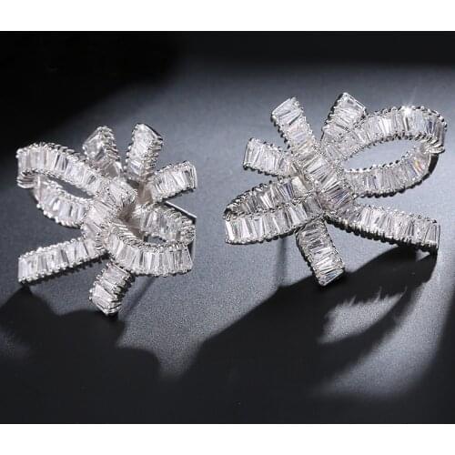 Shinning bowknot design lady sweety fashionable Korean stylish jewelry earrings Clip On Earrings for No Pierced Hole Ears