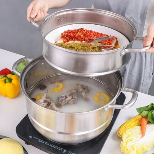 Large steamer steamed Cookware steam pot 304 Stainless Steel Steamer Dim Sum Dishes Fish Steamer Rack Pot food Steamer thickened