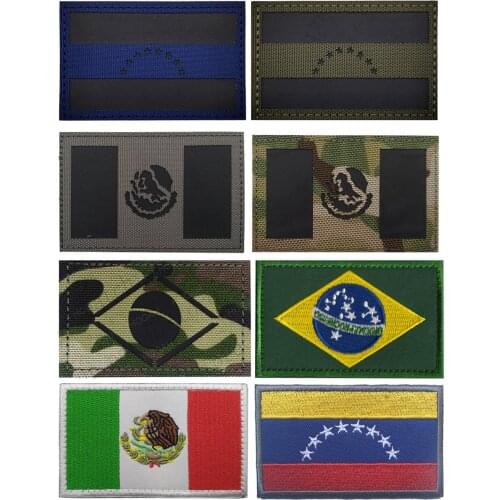 Brazil Venezuela Mexico Flag Reflection IR Patch Military Tactical Backpack Armband Sticker Patch Decorative Embroidered Patch