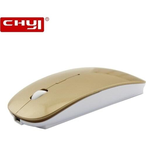 CHYI Silent Slim Wireless Mouse Rechargeable Ultra Thin Optical Computer Mause Ergonomic 1600DPI Office Gold Mice With Mouse Pad