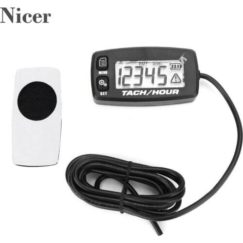 LCD Digital Tachometer Tach Hour Meter Record RPM Fit For 2/4 Stroke Engine For Motorcycle IP68 Waterproof With CR2032 Battery