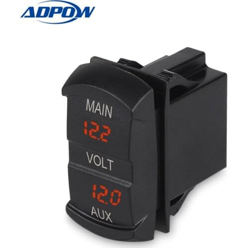 12-24V Car Boat Motorcycle LED Digital Dual Volt Meters AUX Main Battery Monitor Voltage Gauge Auto Panel Voltmeter Tester