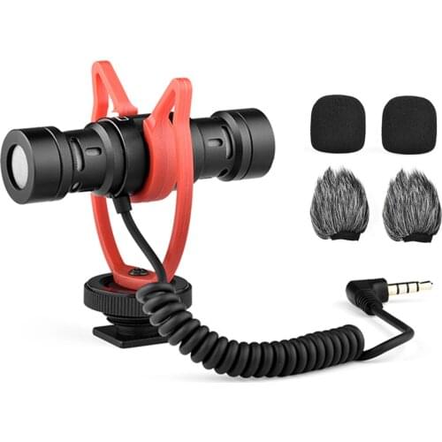 Dual Capsule Microphone Cardioid Camera-Mount Mic For Smartphone Tablet Digital SLRs Live Video Vlog Recording Small Dutiful