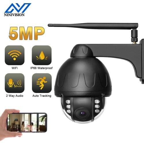 Outdoor Waterproof 5MP HD Auto Tracking Black Speed Dome Camera WiFi PTZ Wireless IP Camera CCTV Security Surveillance Camera