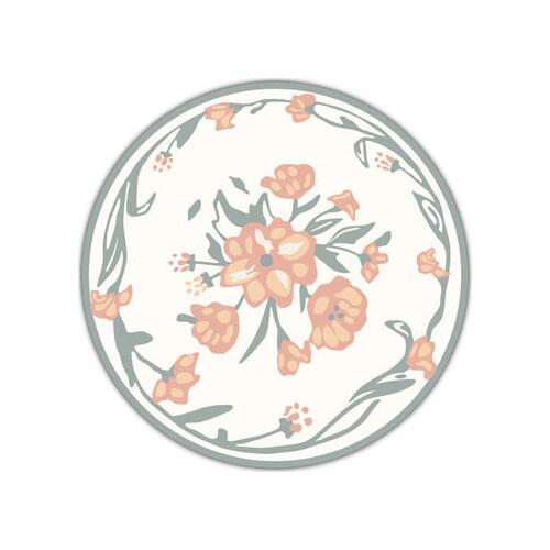 Classic Garden Style Flower Carpet Bedroom Sofa Chair Round Non-Slip Floor Mat