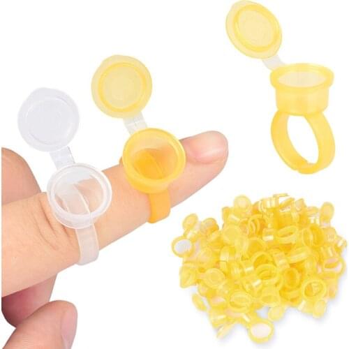 50Pcs Microblading Pigment Glue Rings Tattoo Ink Holder For Semi Permanent makeup Microblading Pigment Cap Tattoo Tool Holder