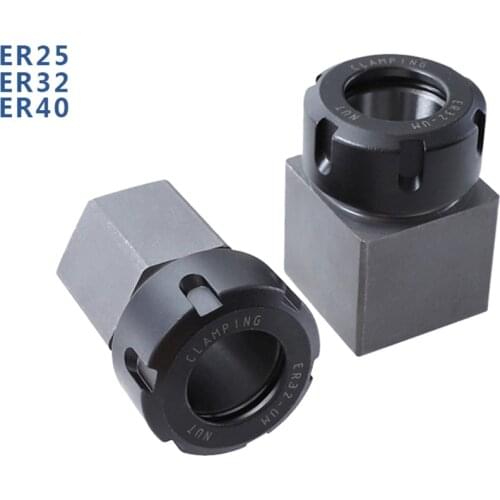 Square ER32 ER25 ER40 chuck block hard steel hex ER spring chuck seat, suitable for CNC lathe engraving and cutting machine