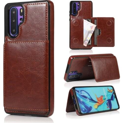 Magnetic Flip Wallet Cover for Huawei P30 Mate 20 Lite Pro Card Slots/Holder Shock Absorbing Premium Leather Protective Case