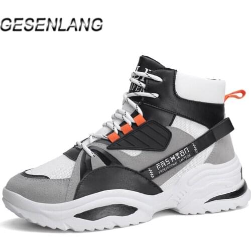 Mens Walking Shoes Winter High Top Outdoor Sports Shoes Non-Skid Wearable Rubber Chunky Sneakers Male Casual Walking Shoes New