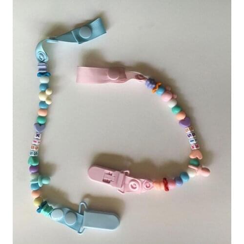 Boys Girls Dummy Pacifier Handmade Silicone Pacifier Chains Safe Teething Chain Baby Teether Eco-friendly Pacifier Clips Chain