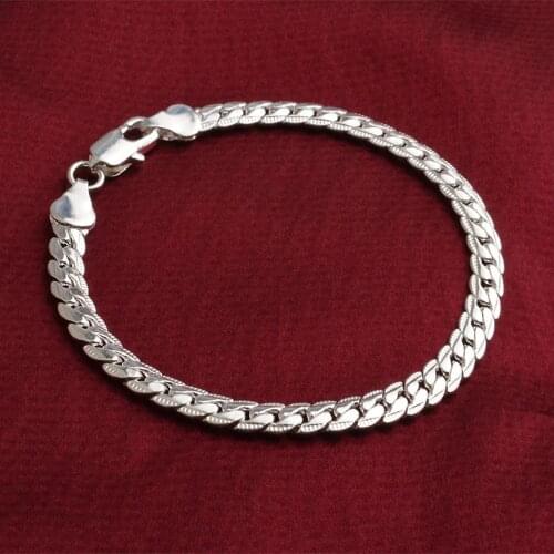 Silver Flat Chain Bangle Bracelet Women Anniversary Party Jewelry 1 pc Fashion New Hot