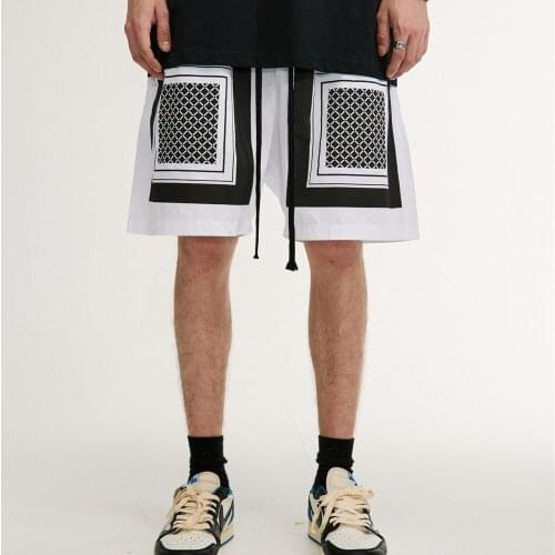 Abstract Personalized Printing Shorts Mens Gym Shorts Man Summer Knee Length Casual Loose Shorts Versatile Woven Short Pants