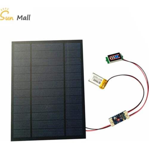 Solar panel/DIY solar system 6V 4.5W 6W 10W 9V 4.2W 10W, solar minimum battery charger DIY KIT PH 2.0 cable with battery display