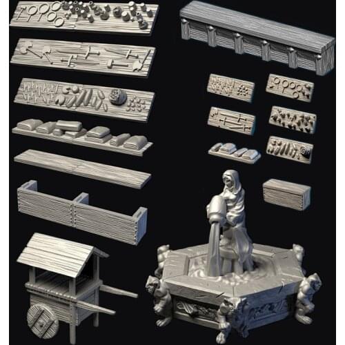TRPG lock dungeons town village starter expansion set II miniature bbg game territory Tavern market scene 3d models