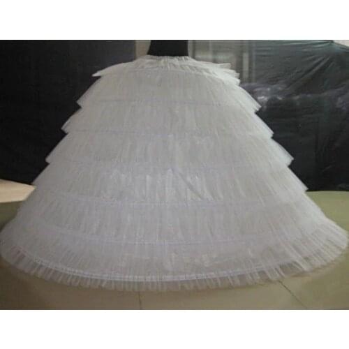 Tul blanco Super puffy Big long Enaguas 6 aros 6 tieres bola Vestidos de novia crinolina mujeres adultas underskirt 120 cm
