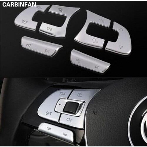 Interior Console Steering Wheel Panel Knob Button Switch Trim Cover Sticker 6Pcs/Set For VW Volkswagen Tiguan MK2 2017