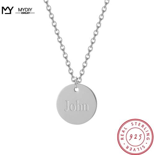 925 Sterling Silver Carving Pendant Lettering Personality Jewelry Women Fashion collares para mujer подвеска Exquisite Disc