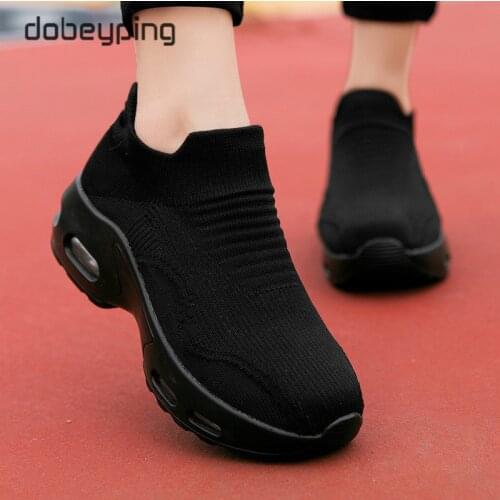 Spring Autumn Womens Swing Shoes Mesh Sock Woman Sneakers Flat Platforms Female Shoe Wedges Ladies Sneakers Height Increasing