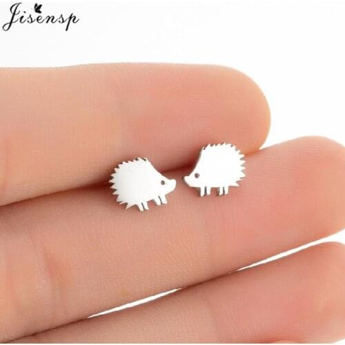 Small Cartoon Hedgehog Earrings for Kids Jewelry Tiny Stainless Steel Animal Earings Women Piercing Studs boucle d'oreille femme