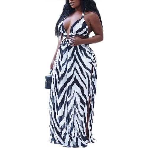 XL-5XL Plus size dress women summer clothing 2021 printing halter sleeveless backless club sexy dresses Wholesale Dropshipping