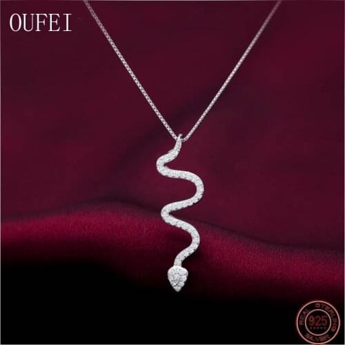 Snake Necklace For Women 925 Sterling Silver Necklace Pendant Fine Jewelry Luxury Accessories Punk Necklace