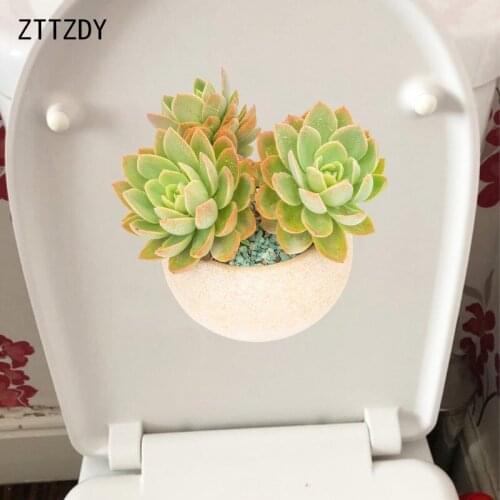 ZTTZDY 23.7×23.7CM Succulent Potted Plants Home Room Wall Stickers Fashion Bathroom Toilet Decor T6-0160