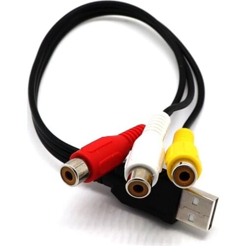 1.5m 5ft USB Male A To 3 RCA AV A/V TV Adapter Cord Cable USB To 3RCA Audio Video Cable For Set-top Box TV Game Consoles