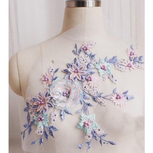 1 piece / pack hit color three-dimensional beaded hot drilling lace flower veil show clothing wedding accessories handmade