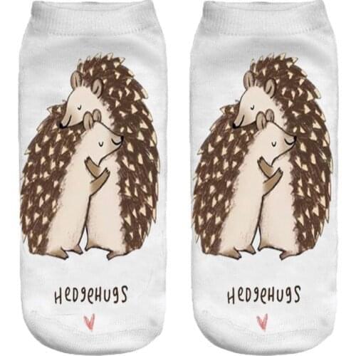 10 pair Low Ankle Sock Women Cotton Cartoon Animal Harajuku Funny Socks Men Couple Hedgehog Printed Spring Summer Unisex Sock