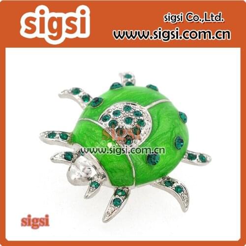 100pcs Green Beatles cute crystal rhinestone brooch and pins for decoration