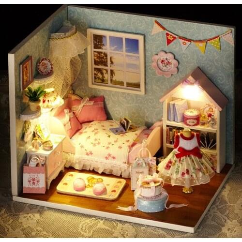 15.1*11.6*13.1cm DIY Doll House With Furniture Forest Building Miniature Handmade Wooden Toys Assembling Grownups Gift For Kids