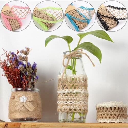 2m/roll Natural Jute Burlap Ribbon DIY Gift Warrping Hemp Vintage Ribbon Festival Wedding Party Decoration DIY Burlap Rope Craft